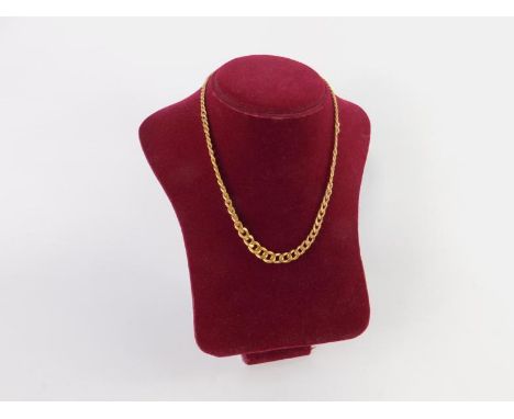 A curb link neck chain, on a snap clasp, marked 375, 8.8g.