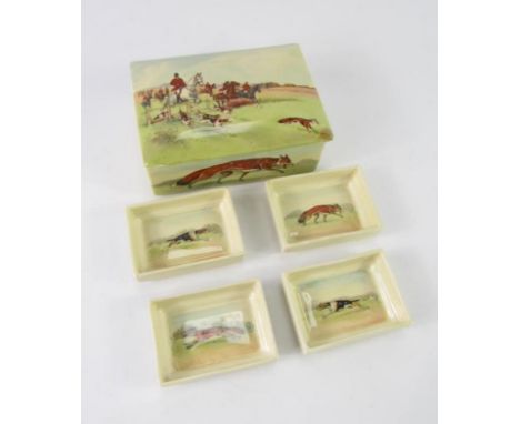 A group of Royal Doulton series Hunting Ware, comprising a box and cover printed with a hunting scene No 8148 to the undersid