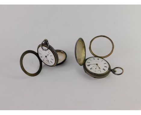 A George V silver gentleman's hunting cased pocket watch, by H Samuel Manchester, enamel dial bearing Roman numerals, subsidi