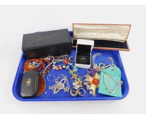 Silver and costume jewellery, including a Persian agate necklace, Pandora bracelet, Vivienne Westwood orb necklace, silver ch