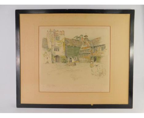 Cecil Aldin (British 1870-1935). Ightham Mote, coloured lithograph, Old Manor Houses Series, signed in pencil, blind stamp, p