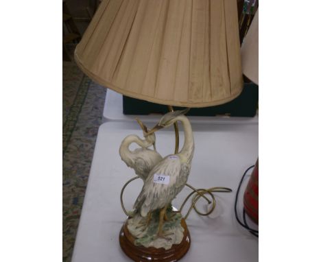 LAMP WITH PAIR OF HERONS ON BASE