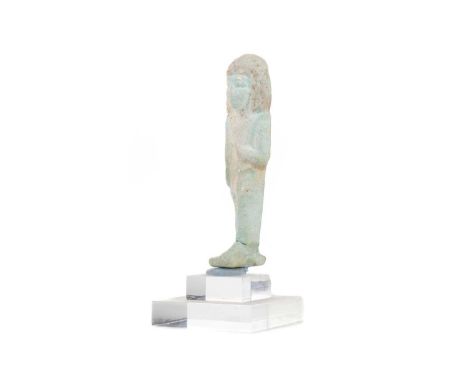 ANCIENT EGYPTIAN FAIENCE REIS USHABTI,26th Dynasty, circa 664-525 B.C., 9cm high, with Certificate of Authenticity. 'Reis' is