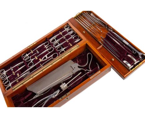 SET OF MID-20TH CENTURY OPERATION INSTRUMENTS BY W. H. BAILEY &amp; SON LTD OF OXFORD STREET,the brass bound mahogany case wi