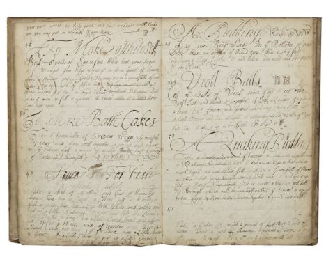 COOKERY &amp; MEDICINEManuscript receipt book bearing ownership inscription of Ann Senhouse ('Ann Senhous her Book of Recipis