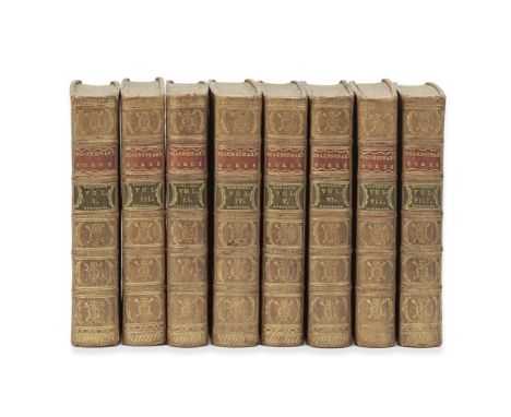 SHAKESPEARE (WILLIAM)The Works, 8 vol.,  without portrait, contemporary calf, spines gilt with repeated heraldic tool and red