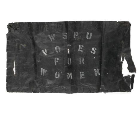 'VOTES FOR WOMEN' BANNERBanner stencilled with the legend 'WSPU/ VOTES/ FOR/ WOMEN' in white paint, black glazed canvas, fold