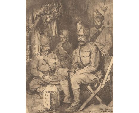 WORLD WAR I - INDIAN AND BRITISH TROOPSSARRUT (PAUL) British and Indian Troops in Northern France. War Sketches, LIMITED TO 2