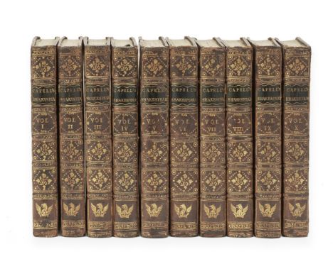 SHAKESPEARE (WILLIAM)Mr William Shakespeare his Comedies, Histories, and Tragedies, [edited by Edward Capell], 10 vol.,  half