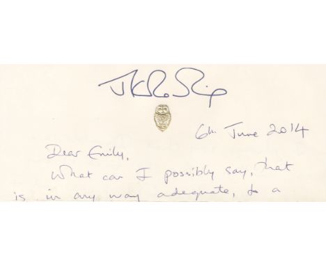 ROWLING (J.K.)Autograph letter signed ('With lots of love, Jo'), to Emily ('Dear Emily'), thanking her for her letter in whic