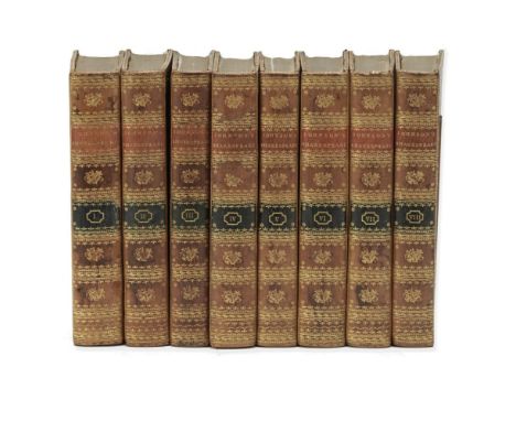SHAKESPEARE (WILLIAM)The Plays... Notes by Sam. Johnson, 8 vol.,  engraved portrait, contemporary tree calf, sides with gilt 