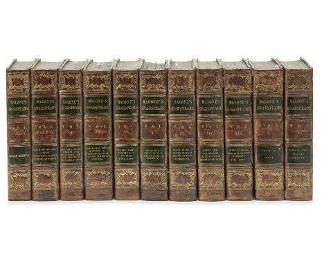 SHAKESPEARE (WILLIAM)The Plays &amp; Poems... by Edmond Malone, 10 vol. in 11,  2 engraved portraits and 6 plates, half-title