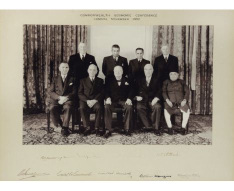 CHURCHILL (WINSTON)Photograph of the 'Commonwealth Economic Conference. London, November 1952', SIGNED BY CHURCHILL, NEHRU an