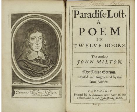 MILTON (JOHN)Paradise Lost. A Poem in Twelve Books... the Third Edition. Revised and Augmented by the Same Author,  engraved 