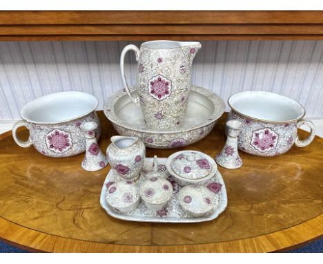 Collection Of Victorian Worcester Ware - Fenton, comprising chamber pot, water basin, water jug & part vanity set A/F
