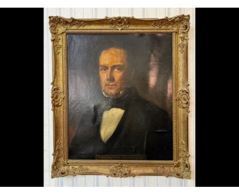 Portrait of Richard Paul Amplett QC, in ornate frame, measures 25" x 30".