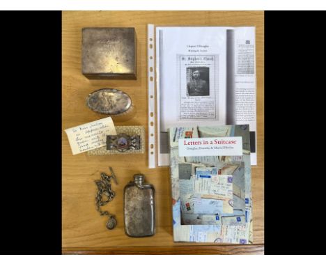 Collection of Militaria, relating to Douglas Heelas, including some of his belongings, comprising a small silver box presente