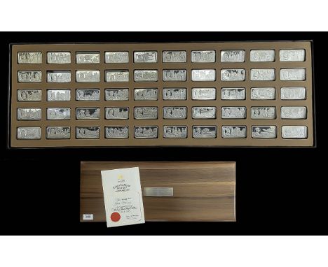 1000 Years of British Monarchy Silver Ingot Set - 115 ozs Sterling Silver.  Set of 50 hall marked and serial numbered sterlin
