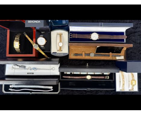 Small Collection Of Costume Jewellery & Watches - To include Silver bracelet, Silver Amethyst line bracelet, gents watches, l