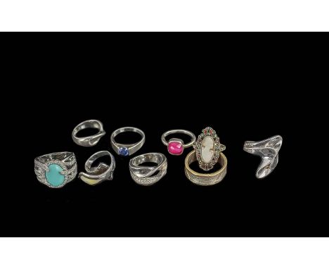 Great Selection of 925 Sterling Silver Rings, Various Designs / Shapes and Sizes. All Marked for 925 Silver. Good Collection.