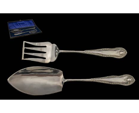 Silver Cruet Set by Fattorini &amp; Sons, Bradford, comprising salt and pepper pots, and mustard pot with blue glass liner, w