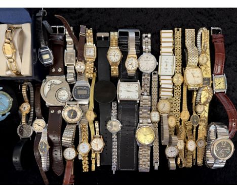 Box of Ladies & Gentlemen's Wristwatches, leather and bracelet straps, various makes to include Sekonda, Genoa, Accurist, Tim