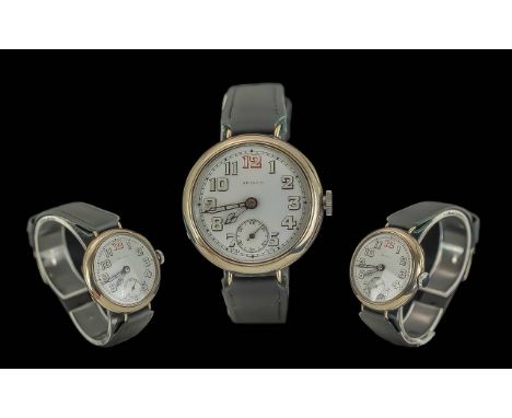 Arisco Sterling Silver Cased Mechanical Trench Watch. Hallmark for 1913. The Dial / Case / Movement In Good Condition - Pleas
