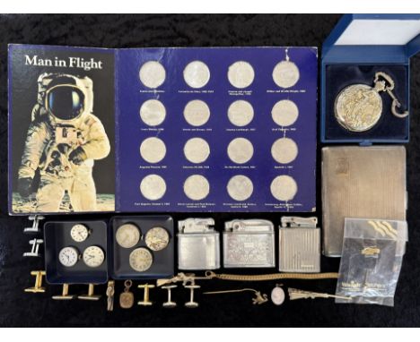 Bag of Mixed Collectables. Includes Coins, Lighters, Cufflinks, Cigarette Case etc. Please See Photo. 