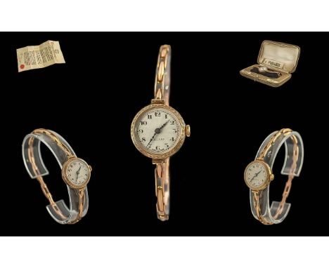 Rolex - Ladies 9ct Rose Gold Mechanical Wrist Watch. c.1930. With Rolex Display Box, Certificate of Guarantee For Rolex Watch