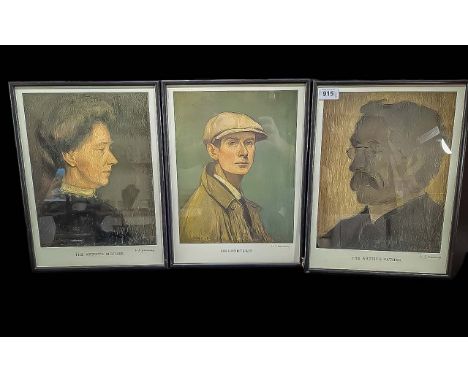LAURENCE STEPHEN LOWRY (1887-1976) A set of three signed limited edition coloured prints "The Lowrys", portraits of the artis