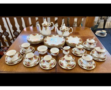 A Good Collection Of Royal Albert Old Country Rose - Comprising Coffee & Tea Pots, Dinner Plates, Soup Dishes, Cups, Saucers 