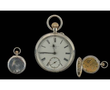 Victorian Period 1837 - 1901 Sterling Silver Cased Keyless Pocket Watch. Hallmark Chester 1895. 