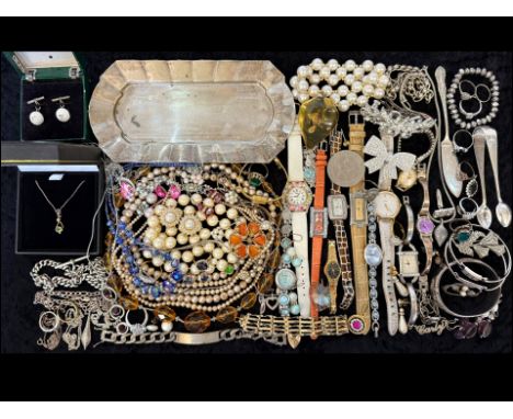 Bag of Mixed Collectables, Includes Silver & Costume Jewellery, Coins etc. 