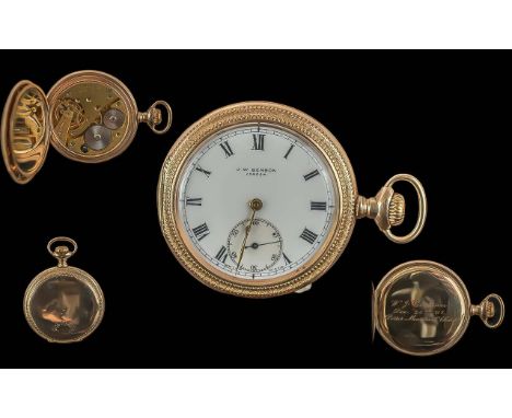 J.W.Benson - Quality Gold Filled 15 Jewels Keyless Pocket Watch, Guaranteed for 25 Years, The Dial, Case, Movement of Good Co