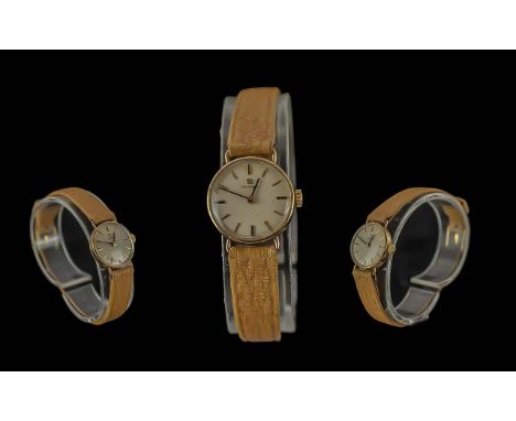 Omega Ladies 9ct Gold Cased Mechanical Wrist Watch, Full Hallmark for London 1965, Adjusted to Two Positions, 17 Jewels Set.