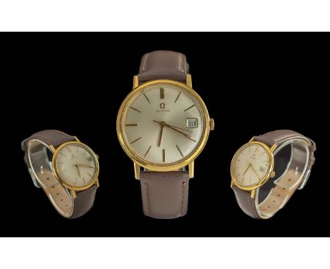 Omega - Gents Gold on Steel Mechanical Wrist Watch. c.1960's. Features Just-Date Display Window, Seconds Sweep, Pearl Coloure
