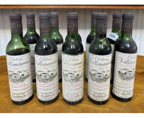 10 x Half Bottles of Red Wine, Chateau Villemaurine 1972 St Emilion Bordeaux.