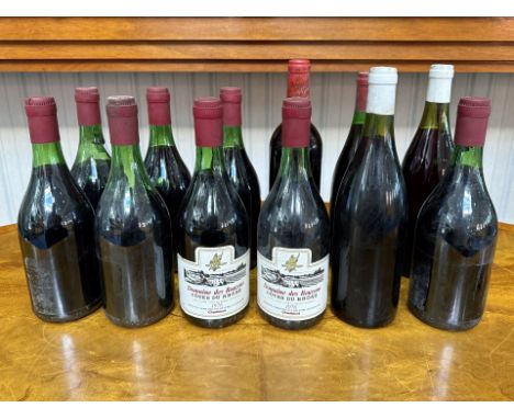 12 Bottles of Red Wine, mostly Cotes du Rhone, some unlabelled.