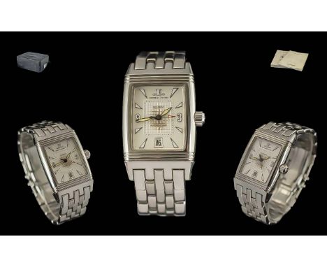 Jaeger - Le Coultre Reverso Gran Sport Gents Stainless Steel 31 Jewel Automatic Wrist Watch. Signed Case / Dial / Movement Si