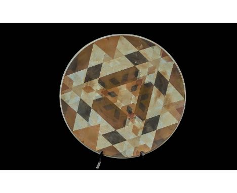Peter Moss (1940-2024) Ceramic Plate, signed to base, geometric pattern.  Peter's ceramic plates and vessels clearly demonstr