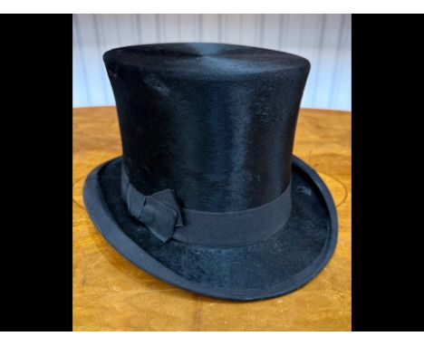 Gents Black Top Hat - with crest to inner lining. 