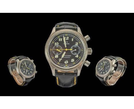 Omega Dynamic Chronograph Automatic Gents Steel Cased Wrist Watch.  With original Omega signed leather watch strap with box. 