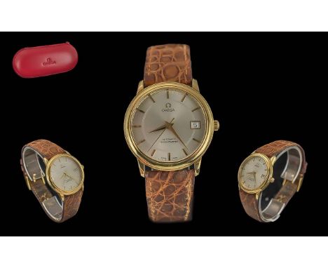 Omega - Gents 18ct Gold Cased Automatic Chronometer Wrist Watch, Stamped 750 to Back of Case. Features Lustre White Dial, Jus
