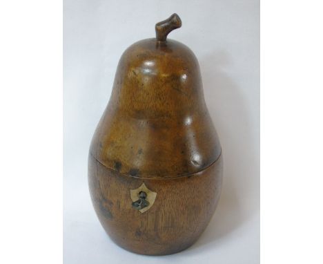 Pear shaped wooden tea caddy