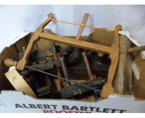 Box of vintage woodworking tools