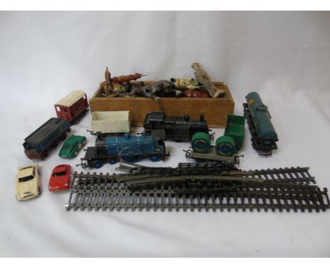 Box of various lead animals. figures and accessories mainly AF together with model train accessories