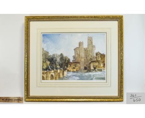 Sir Russell Flint 1880 - 1969 Ltd and Numbered Edition Colour Lithograph. Titled ' Souvenier at Barbaste ' No 361 of 650 Copi
