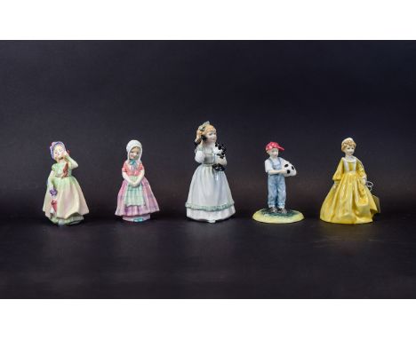 Royal Doulton Figures ( 4 ) In Total + a Royal Worcester Figure. 1/ Hello Daddy, HN3651, Height 5.75 Inches. 2/ Pride & Joy, 