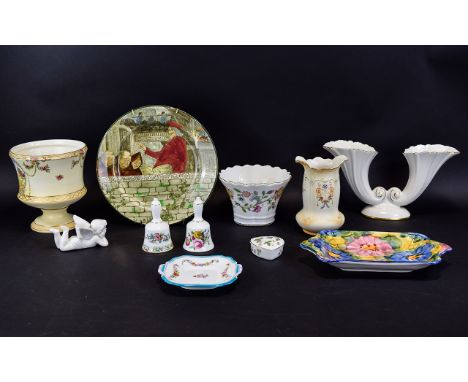 Small Collection of Pottery to include Minton Haddon Hall flower pot, Carlton Ware flower basket, White angel candle holder, 