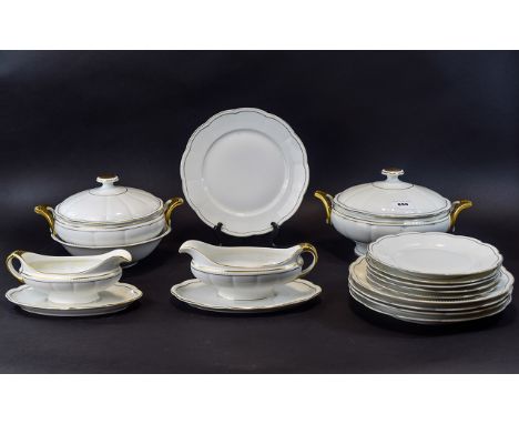 Bavarian Part Dinner Service K&A Krautheim Of Selb Bavaria, Comprising 2 Oval Platters, 3 Large Tureens, 5 Dinner Plates, 5 S